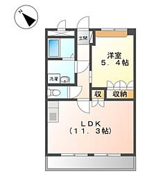 ソレイユ一条院 1LDKの間取図画像