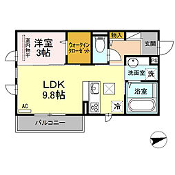 フェアリー五日市中央 1階1LDKの間取り