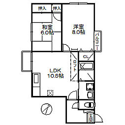 ポラリス山下町 2LDKの間取図画像