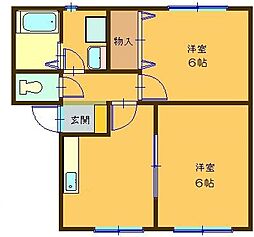 メゾン昴1 2DKの間取図画像