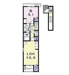 インフィニティ 2階1LDKの間取り