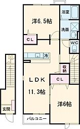プリムローズみそら 2LDKの間取図画像