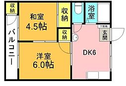 メゾンヨシダ 2階2DKの間取り