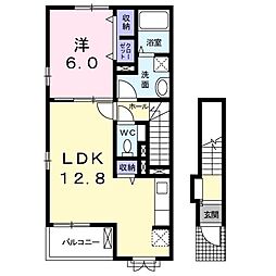 ノーブルK・M 1LDKの間取図画像