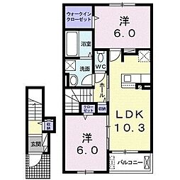 グランツ　III 2階2LDKの間取り