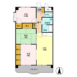 JR両毛線 新前橋駅 徒歩25分の賃貸アパート 3階3LDKの間取り