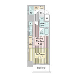 レジディア高岳 4階1DKの間取り