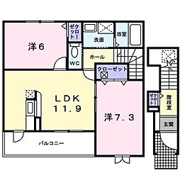 アビタシオンジュネス 2LDKの間取図画像