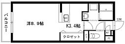バロン・ウィズ1 ワンルームの間取図画像