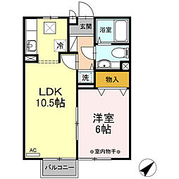 リバーコート 1階1LDKの間取り