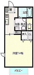 バリュージュ　ユーＣ 2階1Kの間取り