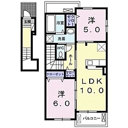ピュア・ジュネスB 2LDKの間取図画像