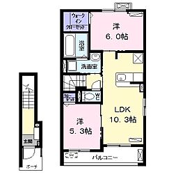 フォルトゥーナ2 2LDKの間取図画像