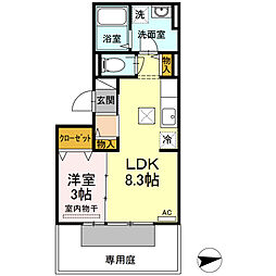 ソレールヴィラ 1LDKの間取図画像