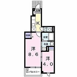 クリスタルガーデンリリー 1Kの間取図画像