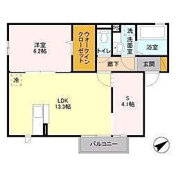 フェリーチェ 2階1LDKの間取り