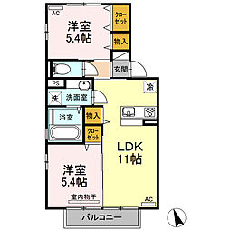 カルミアA 2LDKの間取図画像