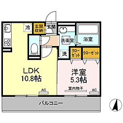 カーサ・ぺキーノ 3階1LDKの間取り