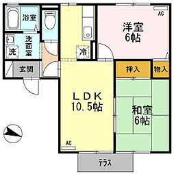 ヴィラ沼山津 1LDKの間取図画像