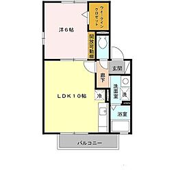 ドエル浜宮 2階1LDKの間取り