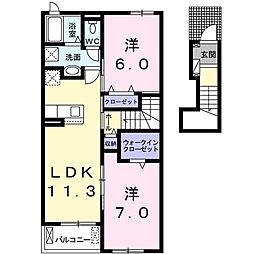 パウム・フィールド 2LDKの間取図画像