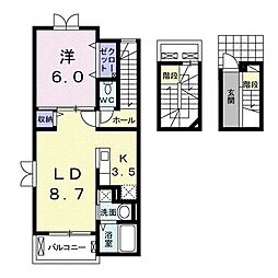 カーサイルチェイロ 1LDKの間取図画像