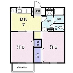 サンエステート　Ａ 2階2DKの間取り