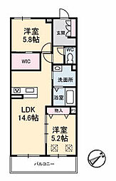 風の音 2階2LDKの間取り