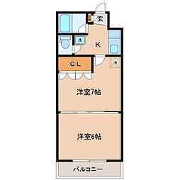 イーグルハイツ萩野町 4階2Kの間取り