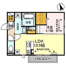 CUBE倉光 1LDKの間取図画像
