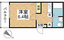 グランマキアート 1階1Kの間取り