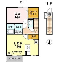 マジェスタ　Ｂ 2階1LDKの間取り
