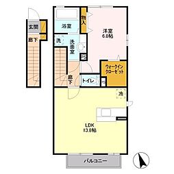 アンジュール 1LDKの間取図画像
