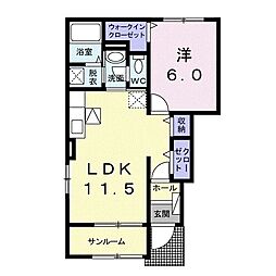 チェスナット2 1LDKの間取図画像