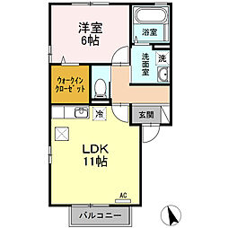 シャルマン 1階1LDKの間取り