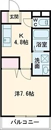 ファミール岩間 1Kの間取図画像