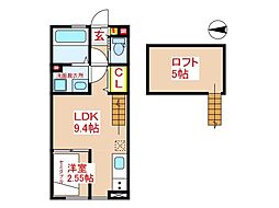 霧島市国分野口西アパート 1LDKの間取図画像