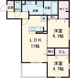 ラ・コンフィアンス神戸 2LDKの間取図画像
