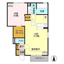上毛電気鉄道 片貝駅 徒歩9分の賃貸アパート 1階1LDKの間取り
