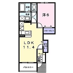 ルシヨン　Ａ棟 1階1LDKの間取り