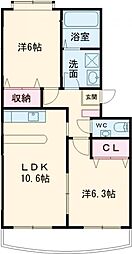 小鷹野ウエストコートN 2LDKの間取図画像