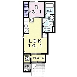 ブルジョン 1LDKの間取図画像
