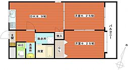 セ.リヴェール牛田 2LDKの間取図画像