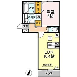 セントラルパーク三ヶ森 1LDKの間取図画像