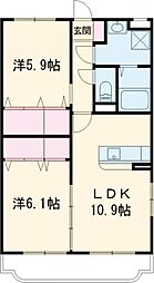 はなみずきII番館 2階2LDKの間取り