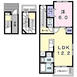 J・サクレ葛原3 1LDKの間取図画像