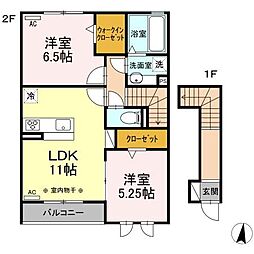 Chainon（シェノン）　B棟 2階2LDKの間取り