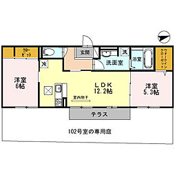 ラヴィータ帝塚山 2LDKの間取図画像
