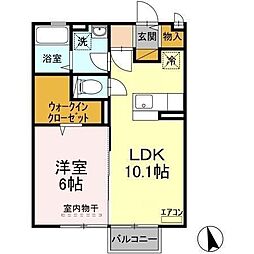 JR常磐線 土浦駅 3.2kmの賃貸アパート 2階1LDKの間取り