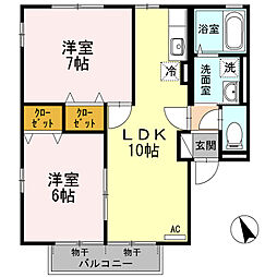 サスティナブルウエスト 2LDKの間取図画像